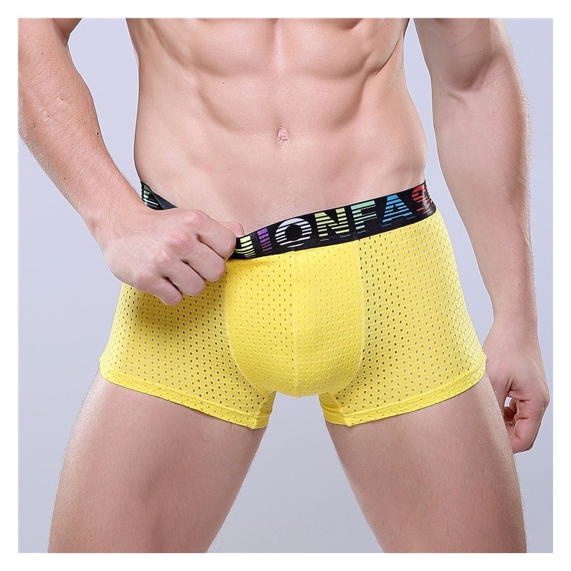 Underwear Yellow Boxer Breathable Fashion Sex Stretchable Fiber - Suldest