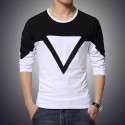 Camiseta Casual Geometrica Masculina Manga Longa