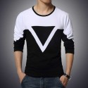 Camiseta Casual Geometrica Masculina Manga Longa