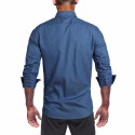 Camisa Jeans Fino Azul Casual Masculina Manga Longa Azul Elegante Social