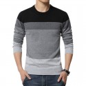 Striped T-shirt winter jackets Men's Long Sleeve Wool