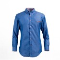 Camisa Jeans Fino Azul Casual Masculina Manga Longa Azul Elegante Formal