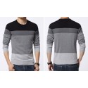 Striped T-shirt winter jackets Men's Long Sleeve Wool