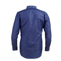 Camisa Jeans Fino Azul Marinho Casual Masculina Manga Longa Azul Elegante Formal