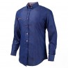 Shirt Jeans Slim Navy Blue Casual Men's Long Sleeve Blue Elegant Formal