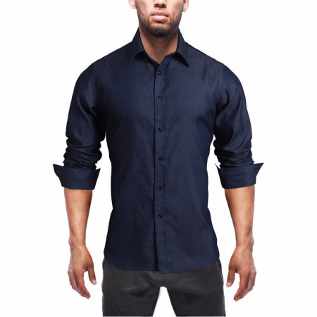 camisa social masculina azul marinho