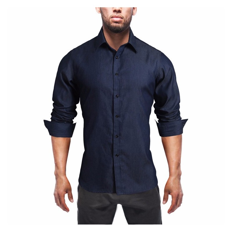 camisa social jeans preta