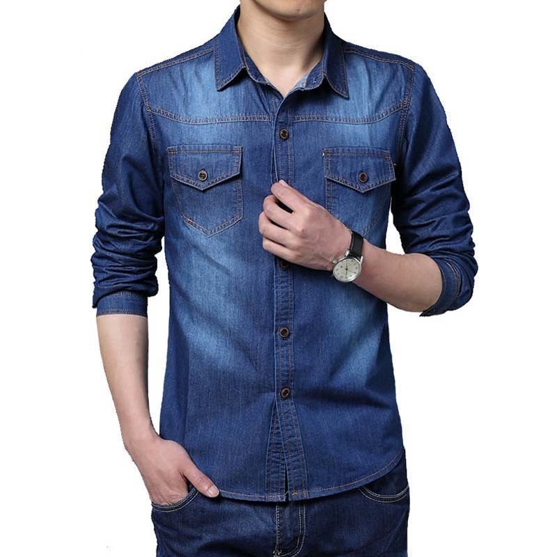 camisa azul jeans masculina
