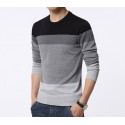 Striped T-shirt winter jackets Men's Long Sleeve Wool