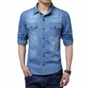 Shirt Blue Men's Jeans Jacket Thin Sport Casual Formal Modern