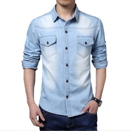 camisa jeans manchada masculina