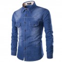 Camisa Jeans Azul Jaqueta Masculina Casual Esportiva Elegante Manga Longa