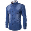 Shirt Blue Jeans Jacket Men's Casual Sports Stylish Long Sleeve
