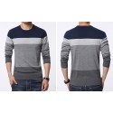 Striped T-shirt winter jackets Men's Long Sleeve Wool