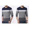 Striped T-shirt winter jackets Men's Long Sleeve Wool