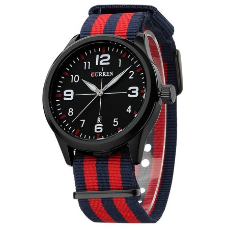 Watch Red White Men's Fabric Casual Young Sports Fashion Color Bracelet