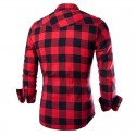 Shirt Men's Red Plaid Manca Long Elegant Party Club