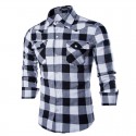 Shirt Men's Red Plaid Manca Long Elegant Party Club