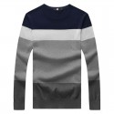 Striped T-shirt winter jackets Men's Long Sleeve Wool