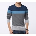 Striped T-shirt winter jackets Men's Long Sleeve Wool