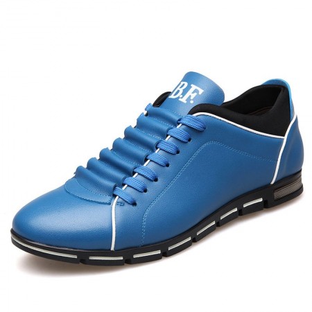 Sapatenis Social Masculino em Couro Azul Calçados Elegante Sapato Casual
