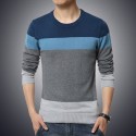 Striped T-shirt winter jackets Men's Long Sleeve Wool