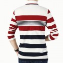 T-Shirt Polo Striped Stylish Men's Long Sleeve