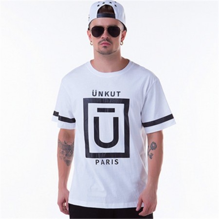 T-Shirts White UNKUT Men's Ballad Funk Casual Slim Fit Hip Hop