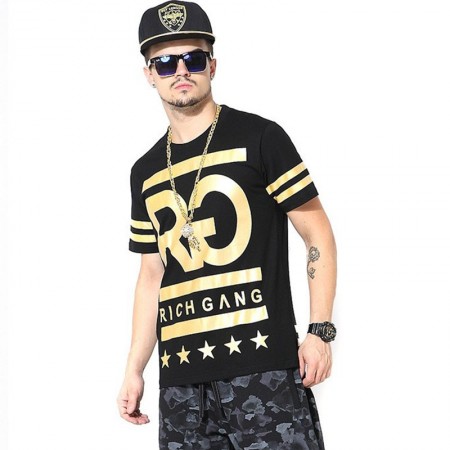 Camiseta RICH GANG Masculina Balada Funk e Hip Hop Dourada Ouro