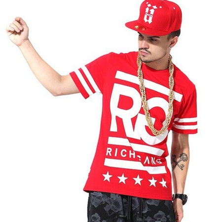 Camiseta RICH GANG Vermelha Masculina Balada Funk e Hip Hop