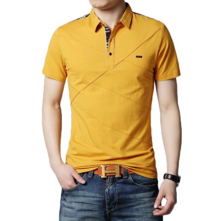 Camisa Polo Casual Retalhos Masculino Esporte Fino