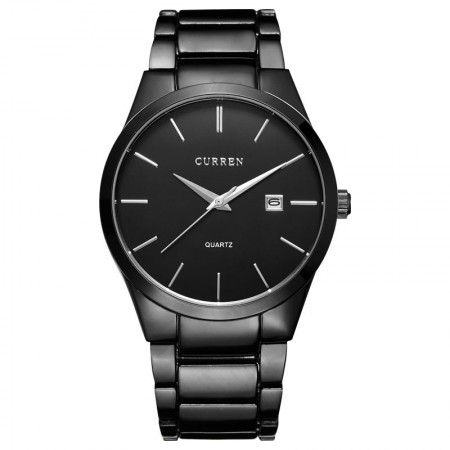 Fine Classical Men's Black Watch Elegant Formal Minimalist Dark Sophisticated