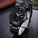 Fine Classical Men's Black Watch Elegant Formal Minimalist Dark Sophisticated