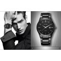 Fine Classical Men's Black Watch Elegant Formal Minimalist Dark Sophisticated