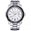 Men's Classic White Stainless Steel Sport Watch Large Quartz