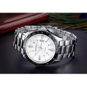 Men's Classic White Stainless Steel Sport Watch Large Quartz