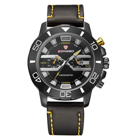 LONGBO Leather Sport Watch in Elegant Male Leather