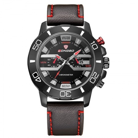 LONGBO Leather Sport Watch in Elegant Male Leather