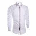 Camisa Slim Social Lisa Branca Elegante Casual Masculina de Botão Masnga Longa