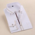 Camisa Slim Social Lisa Branca Elegante Casual Masculina de Botão Masnga Longa