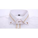 Camisa Slim Social Lisa Branca Elegante Casual Masculina de Botão Masnga Longa