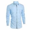 Camisa Slim Social Lisa Branca Elegante Casual Masculina de Botão Masnga Longa