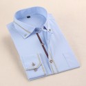 Camisa Slim Social Lisa Branca Elegante Casual Masculina de Botão Masnga Longa