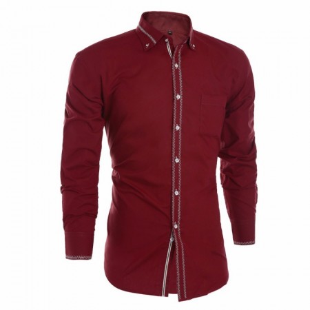 Camisa Slim Social Lisa Branca Elegante Casual Masculina de Botão Masnga Longa