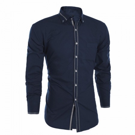 Camisa Slim Social Lisa Branca Elegante Casual Masculina de Botão Masnga Longa