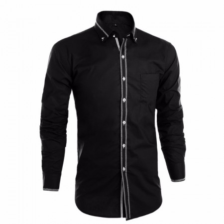 Camisa Slim Social Lisa Branca Elegante Casual Masculina de Botão Masnga Longa