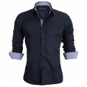 Camisa Social Slim Fit Básica Lisa Masculina Elegante de Botões