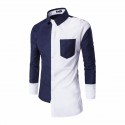 Asymmetrical Design Men's Casual Blue and White Casual Social Button