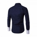 Asymmetrical Design Men's Casual Blue and White Casual Social Button