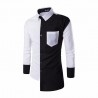 Asymmetrical Design Men's Casual Blue and White Casual Social Button